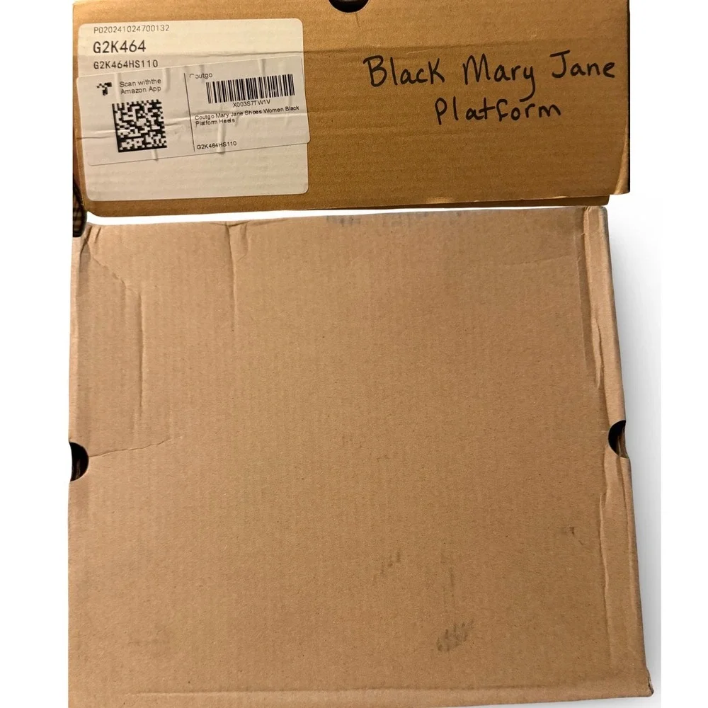 Coutgo Black Patent Leather Platform Mary Jane Block Heels Sz 11 NEW